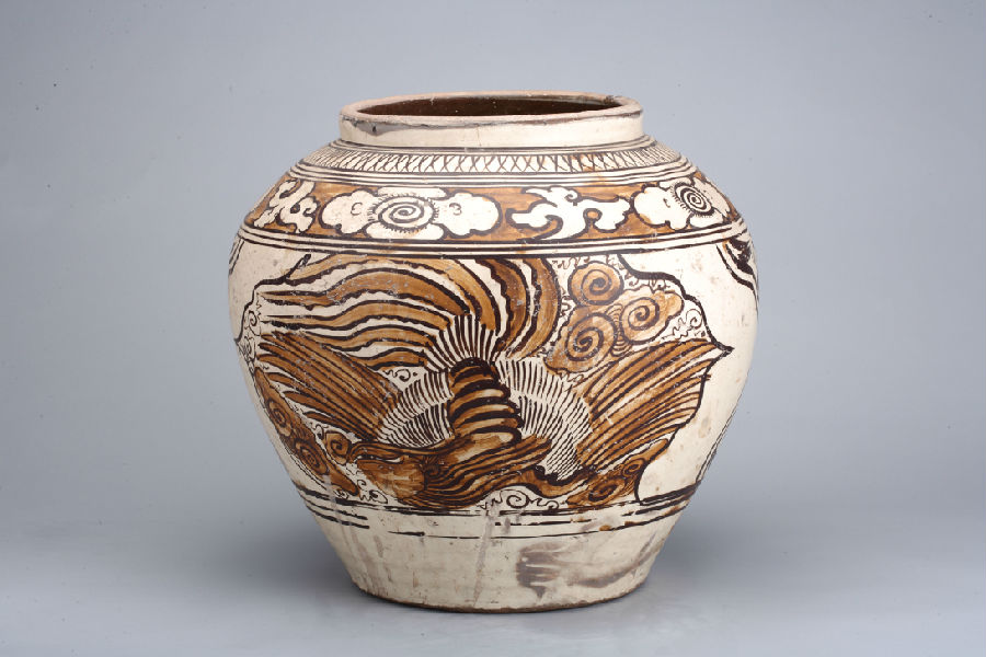 古代陶瓷艺术品 80年代博山陶瓷厂生产中国国家陶瓷工艺大师杨玉芳设计敦煌舞女瓷
